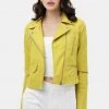 Love Tree Jackets And Sweaters Penny Moto Jacket In Chartreuse