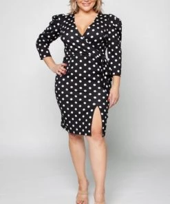 Not Specified Poppy Polka Dot Puff Sleeve Dress
