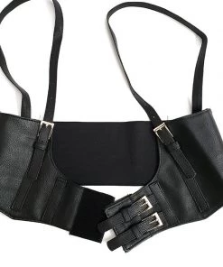 Not Specified Leather Waist Belt With Shoulder Straps Gothic