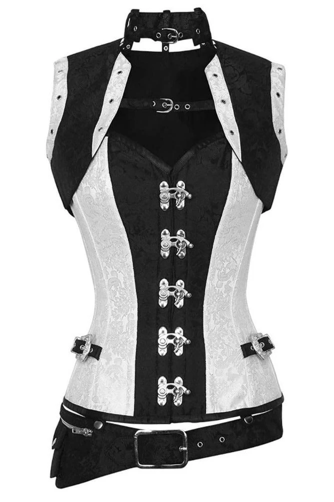 Subculture Corsets & Clothing Avia Bolero Corset In Black & White 1 Subculture Corsets & Clothing Avia Bolero Corset In Black & White
