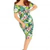 Miss Lulo Tyra Floral Off-Shoulder Bodycon Dress