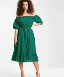 Collectif Nadine Midi Swing Dress In Pine Pinup