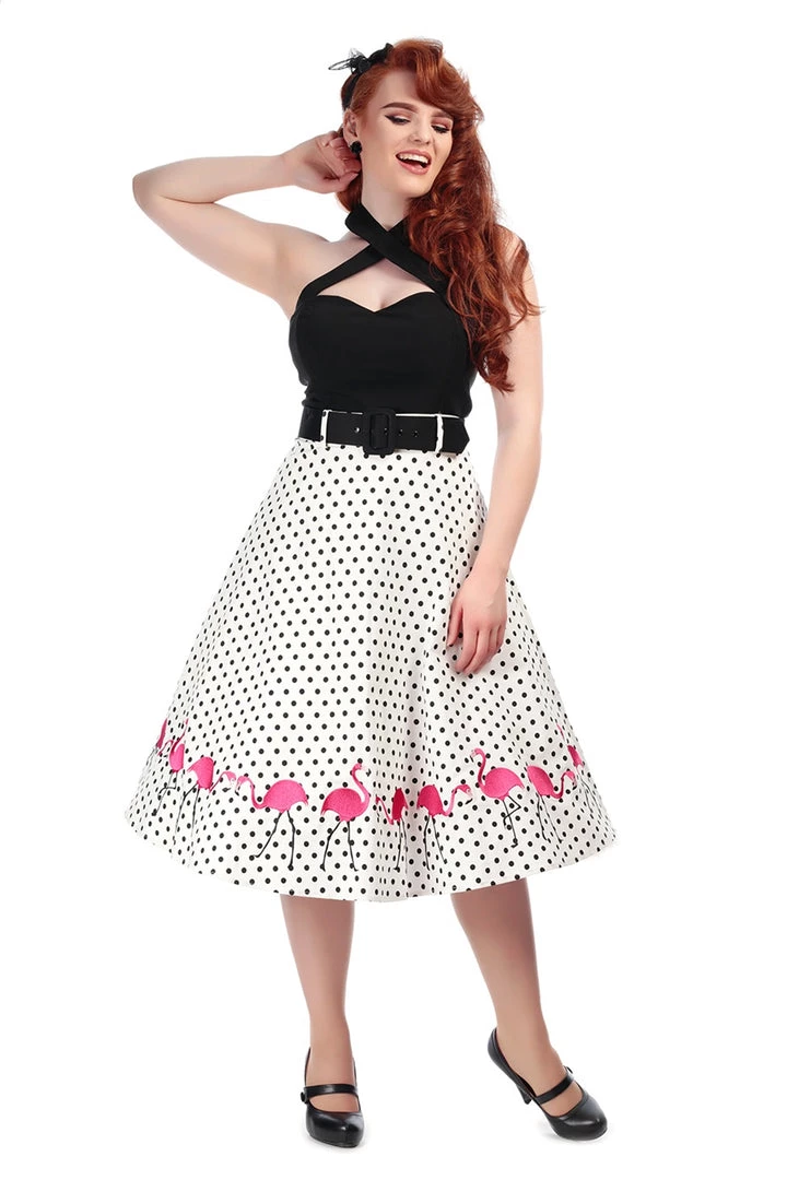 Collectif Fancy Flamingo Swing Skirt 1 Collectif Fancy Flamingo Swing Skirt