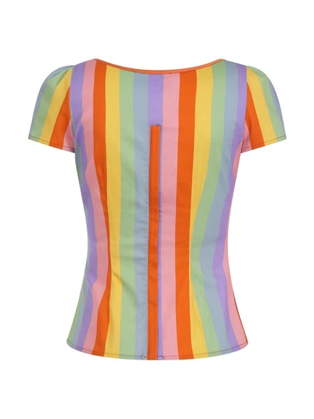 Collectif Pinup Mimi Top In Pastel Rainbow Stripes 2 Collectif Pinup Mimi Top In Pastel Rainbow Stripes