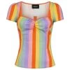 Collectif Pinup Mimi Top In Pastel Rainbow Stripes