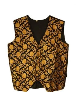 Not Specified Black & Gold Brocade Men's Vest