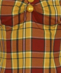 Collectif Autumn Leaves Check Ellie Mae Top