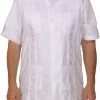 Not Specified Solid Guayabera Button-Up In White Unisex Vintage