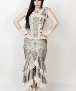 Subculture Corsets & Clothing Sundown Saloon Skirt In Moss Floral Victorian