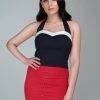 Collectif Miss Marina Halter Top In Navy Pinup