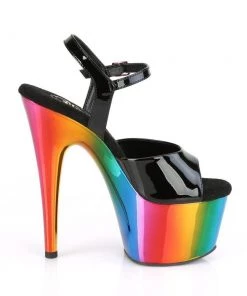 Pleaser Adore 709 Patent Heels In Rainbow Chrome Shoes