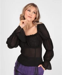 Collectif Agnes Mesh Ruched Top Gothic