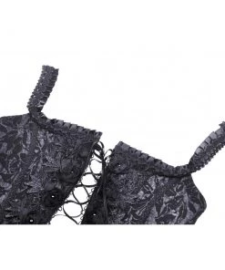 Dark In Love Gothic Black Garden Corset Top
