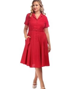 Collectif Caterina Plain Swing Dress Pinup 12 Collectif Caterina Plain Swing Dress Pinup