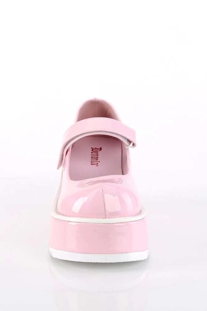 Demonia Gothic Dollie Platform Mary Janes In Pink Holographic Patent 2 Demonia Gothic Dollie Platform Mary Janes In Pink Holographic Patent