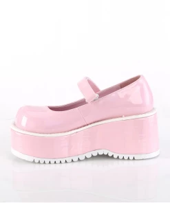 Demonia Gothic Dollie Platform Mary Janes In Pink Holographic Patent 7 Demonia Gothic Dollie Platform Mary Janes In Pink Holographic Patent