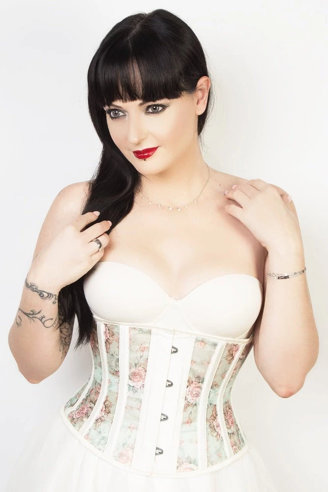 Subculture Corsets & Clothing Celeste Corset In Moss Floral Mesh