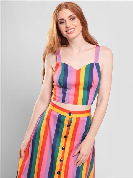Bright & Beautiful Fanny Rainbow Wishes Stripe Top Pinup 1 Bright & Beautiful Fanny Rainbow Wishes Stripe Top Pinup
