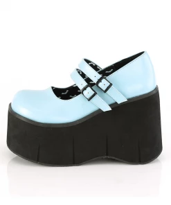 Demonia Gothic Platform Wedge Mary Janes In Blue Vegan Leather