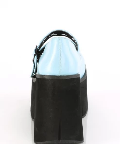 Demonia Gothic Platform Wedge Mary Janes In Blue Vegan Leather