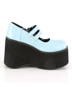 Demonia Gothic Platform Wedge Mary Janes In Blue Vegan Leather