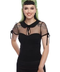 Collectif Kitten Polka Dot Mesh Top Pinup