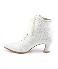 Fabulicious Steampunk Pearl Ivory Lace Heel Bootie