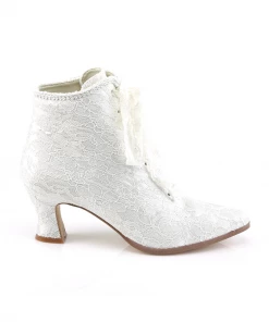 Fabulicious Steampunk Pearl Ivory Lace Heel Bootie
