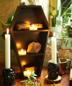 Sourpuss Matte Black Coffin Shelf Home Decor