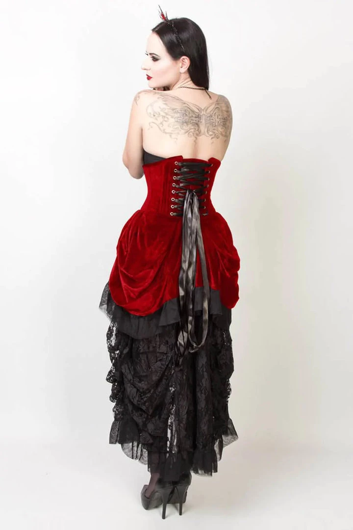 The Corset Company War Of Roses Underbust Corset & Bustle Skirt In Velvet Corsets 6 The Corset Company War Of Roses Underbust Corset & Bustle Skirt In Velvet Corsets