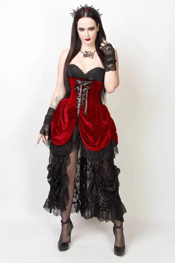 The Corset Company War Of Roses Underbust Corset & Bustle Skirt In Velvet Corsets 4 The Corset Company War Of Roses Underbust Corset & Bustle Skirt In Velvet Corsets