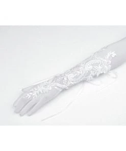 Dark In Love White Paisley Bridal Gloves Gothic