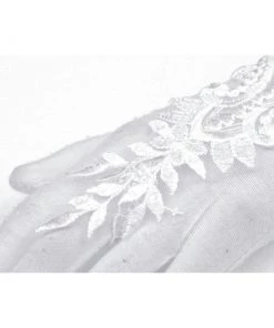Dark In Love White Paisley Bridal Gloves Gothic