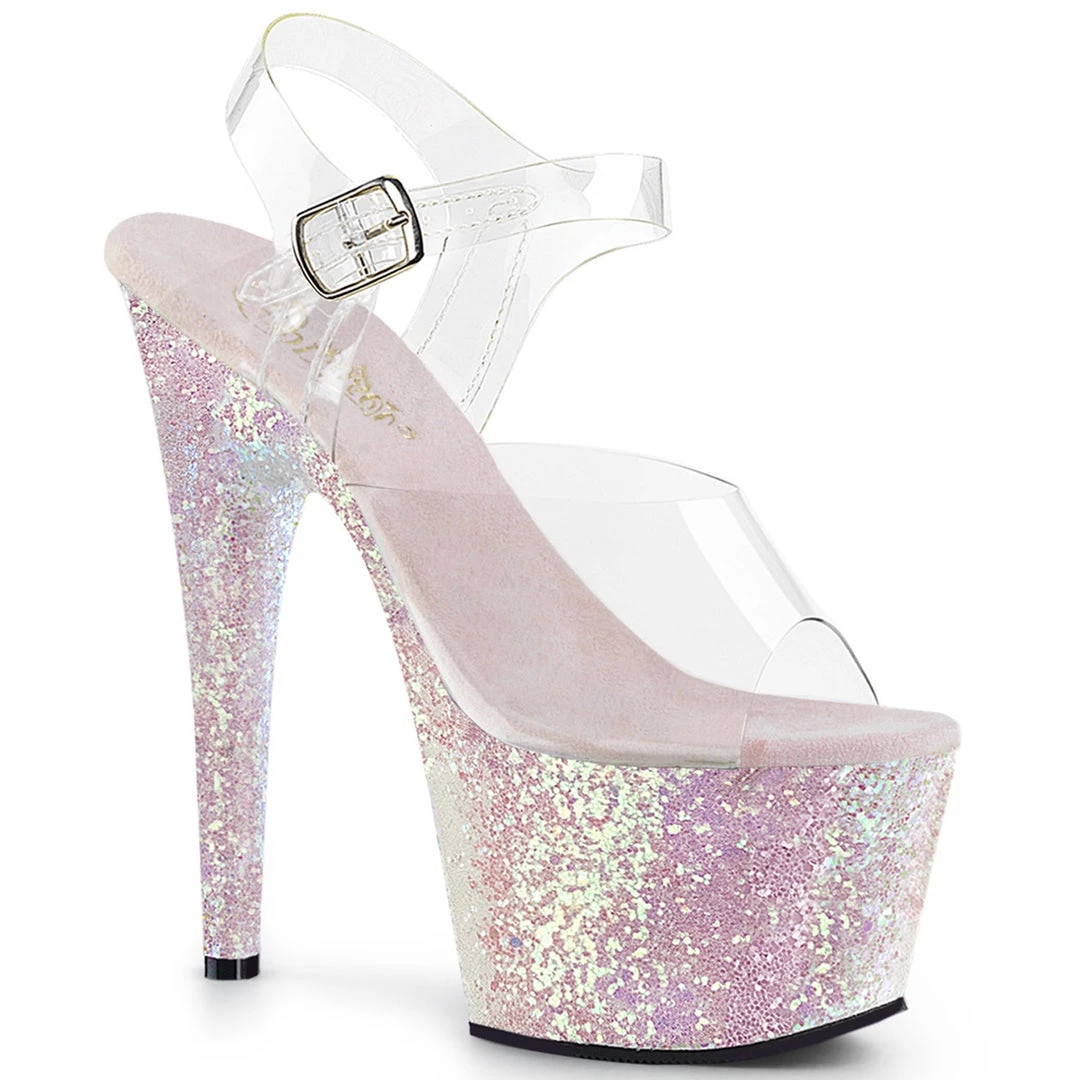 Pleaser Adore 708 Glitter Heel In Opal Iridescent Shoes 1 Pleaser Adore 708 Glitter Heel In Opal Iridescent Shoes