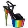 Pleaser Adore 709 Patent Heels In Rainbow Chrome Shoes