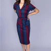Collectif Pinup Caterina Jewel Stripe Pencil Dress