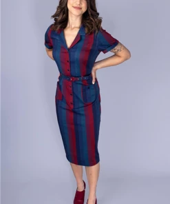 Collectif Pinup Caterina Jewel Stripe Pencil Dress