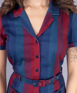 Collectif Pinup Caterina Jewel Stripe Pencil Dress