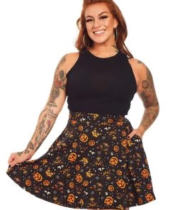 Sourpuss Gothic Classic Halloween Skater Skirt