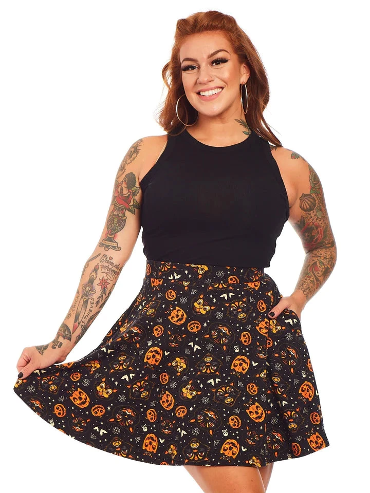 Sourpuss Gothic Classic Halloween Skater Skirt 1 Sourpuss Gothic Classic Halloween Skater Skirt