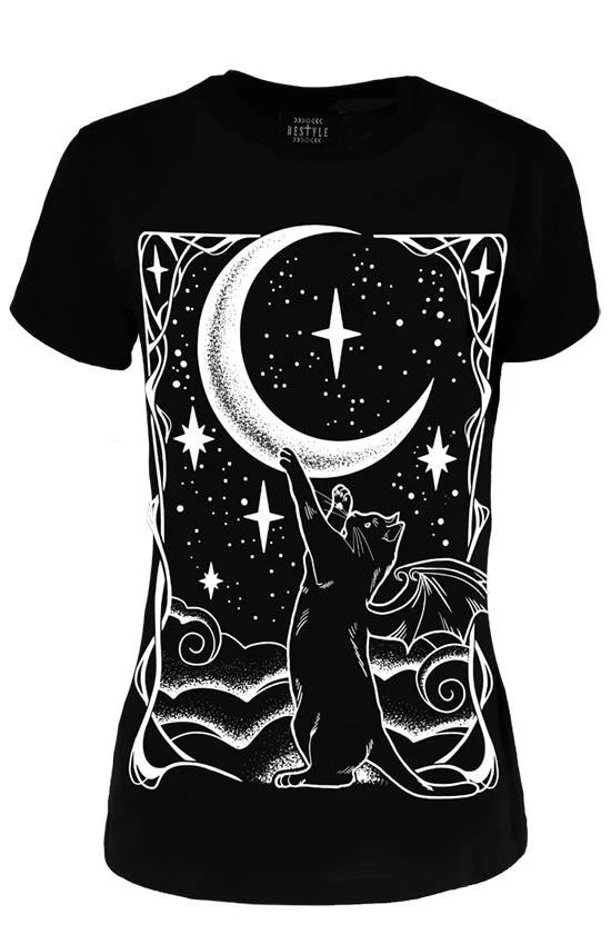 Restyle Cat Crescent T-Shirt 1 Restyle Cat Crescent T-Shirt