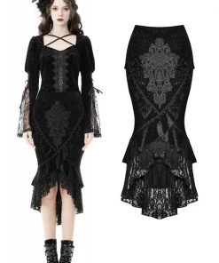 Dark In Love Gothic Miss Ernestine Fishtail Skirt