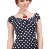 Collectif Pinup Ellie Mae Polka Dot Top In Blue