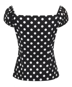 Collectif Ellie Mae Polka Dot Top In Black