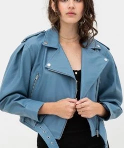 2NE1 Apparel Gothic Belted Cropped Leather Jacket