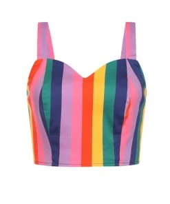 Bright & Beautiful Fanny Rainbow Wishes Stripe Top Pinup