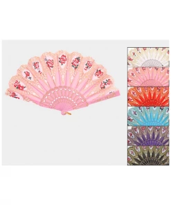 Not Specified Floral Glitter Hand Fan