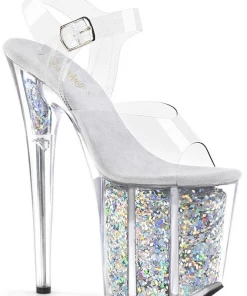 Pleaser Flamingo Holographic Glitter-Filled 8" Heels Shoes