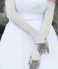 Not Specified Extra Long Satin Gloves In Ivory