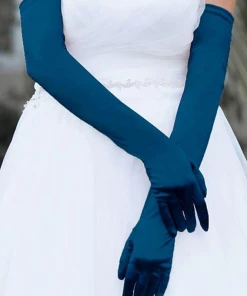 Not Specified Extra Long Satin Gloves In Navy